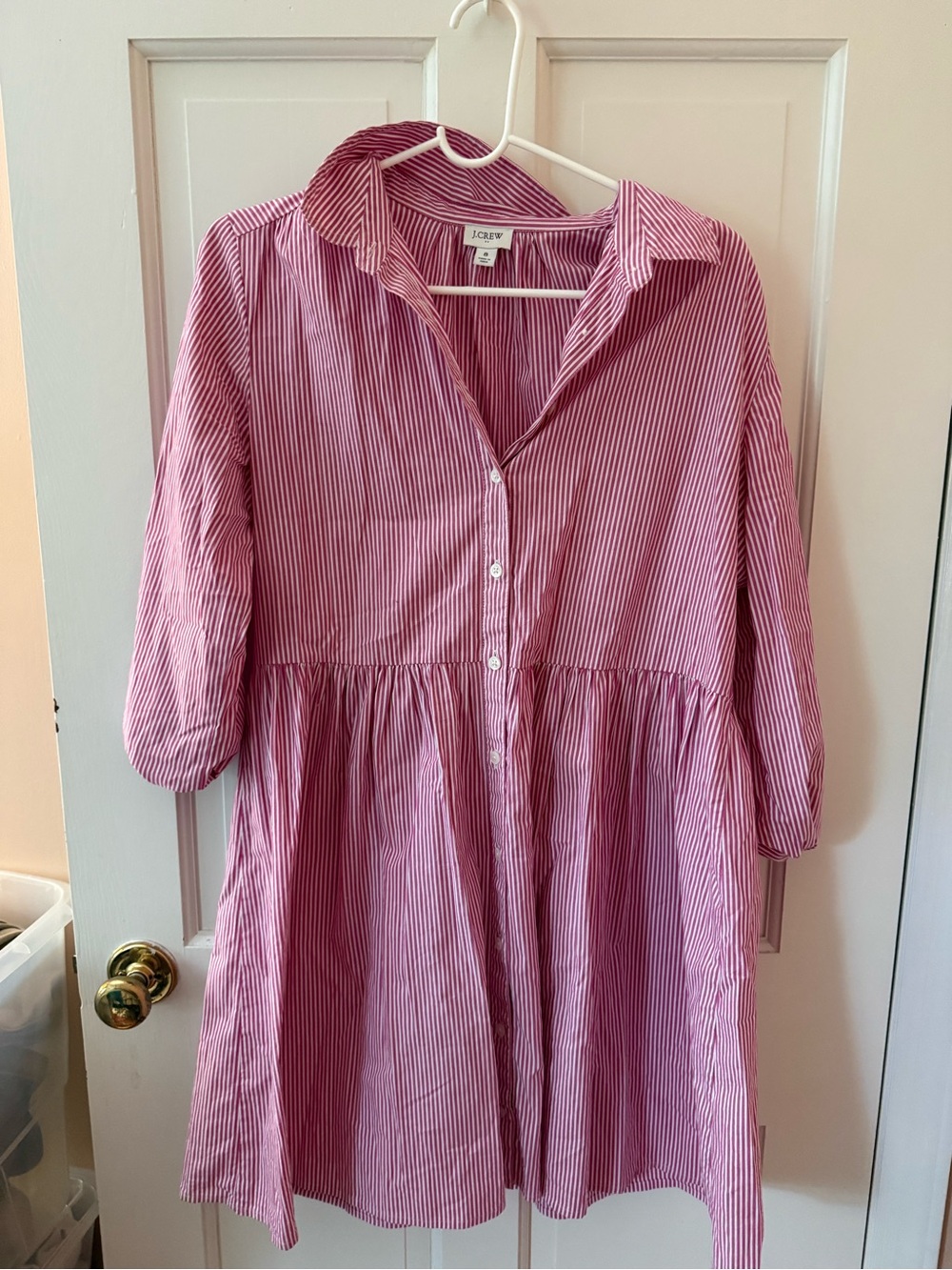J. Crew Pink Thin-Striped Women’s Button-Front Dress